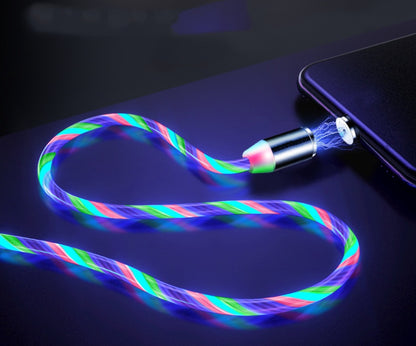 Flowing Ligh Magnetic Streamer Data Line Cable for Iphone Android Typec
