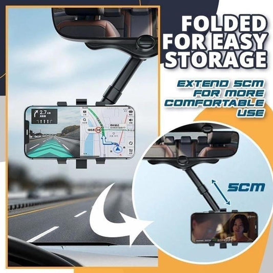 Multifunctional 360 Rear View Mirror Phone Holder