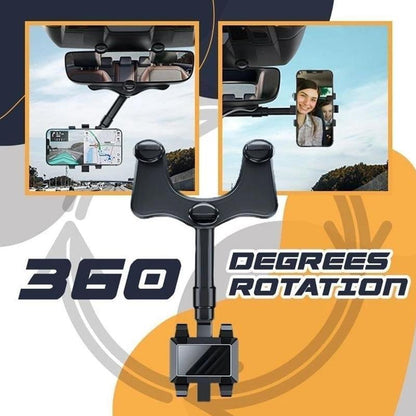 Multifunctional 360 Rear View Mirror Phone Holder
