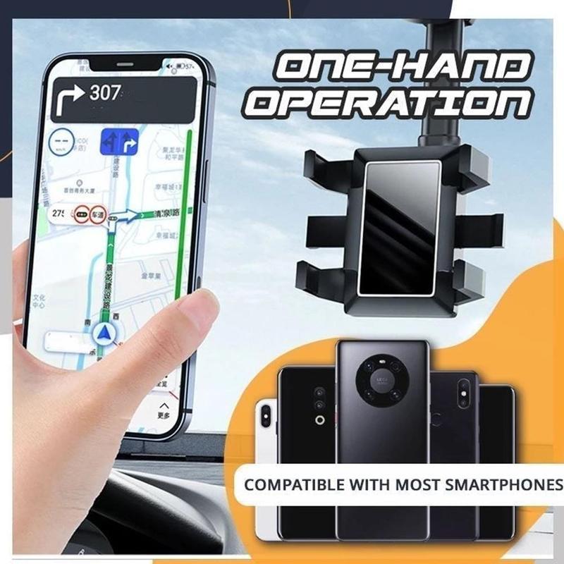 Multifunctional 360 Rear View Mirror Phone Holder