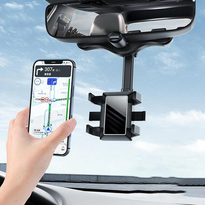 Multifunctional 360 Rear View Mirror Phone Holder